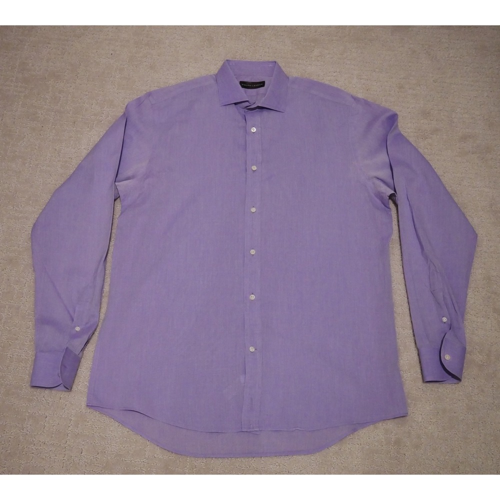 Ralph Lauren Black Label Purple Men Dress Shirt 16.5 Purple Cotton Made in Italy